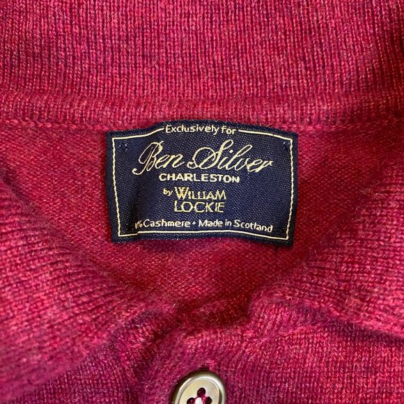 Ben Silver by William Lockie Charleston Cashmere Polo Sweater Maroon Large L - Picture 3 of 6